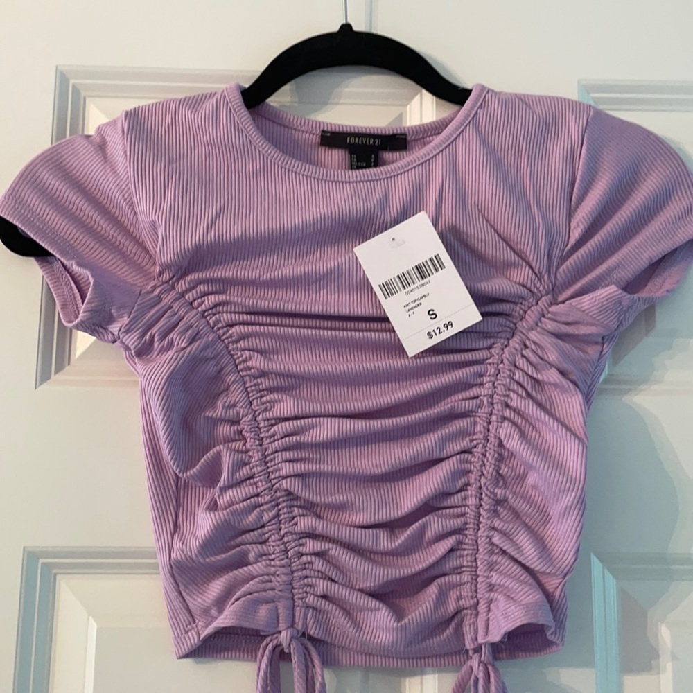 Purple ribbed tie t-shirt